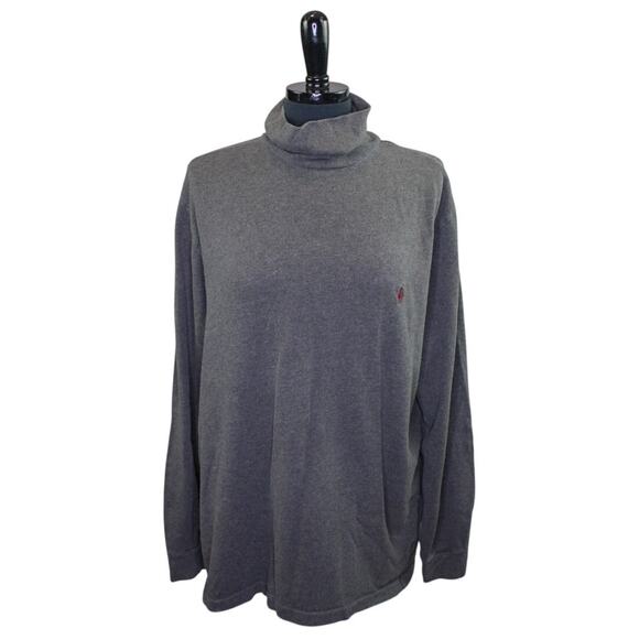Polo Ralph Lauren Gray Turtleneck Pullover Top 100% Cotton L - Picture 1 of 3